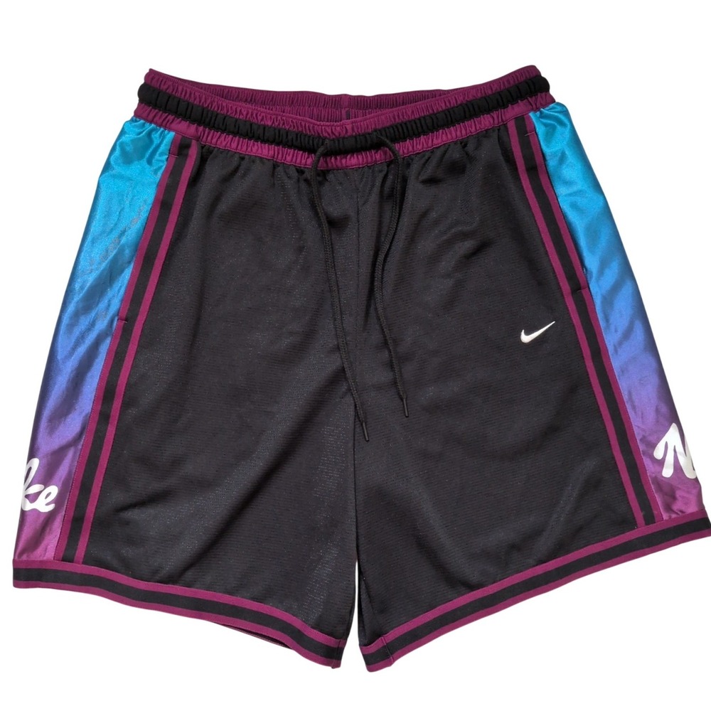 Nike Dri-FIT Basketball Shorts Mens XL Black Teal Purple Gradient DH7144-010